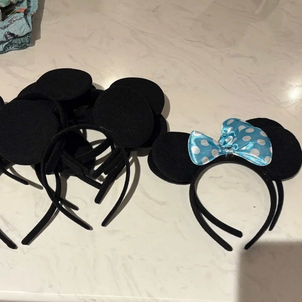 Set of 8 Mickey Mouse Ears and Set of 2 Minnie Mouse Polka Dot Bow Ears